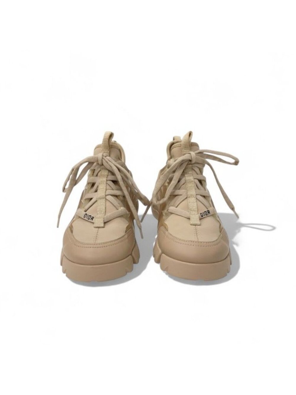 Christian Dior D-connect Sneakers Shoes Rubber Fabric Leather Pink Beige Logo - Picture 3 of 11